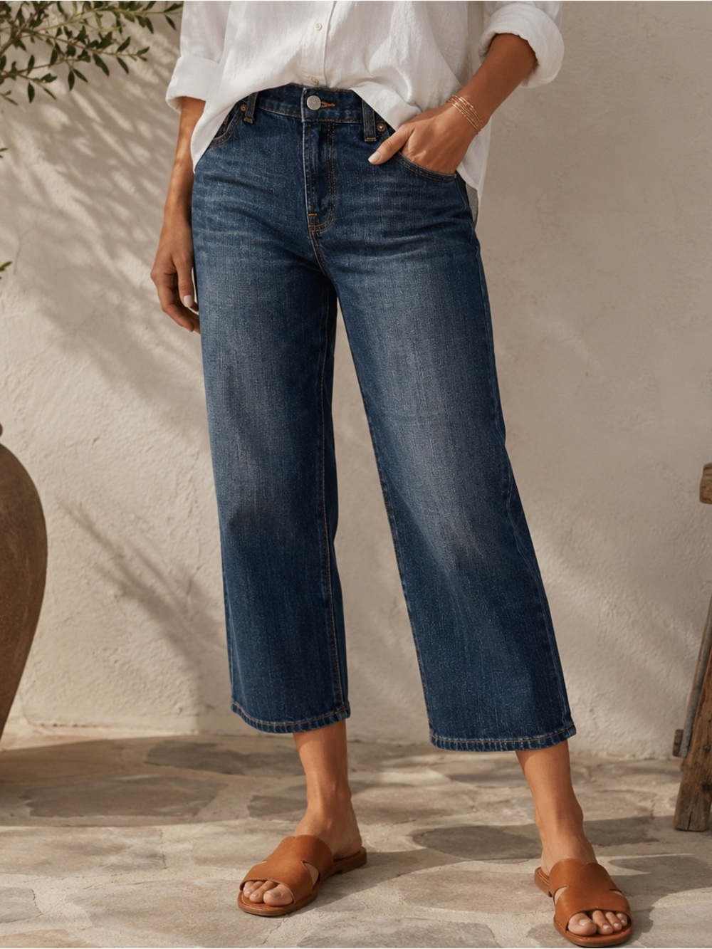 Lucky Brand Dungarees Classic Fit Crop Jeans 30 Medium Wash Stretch Denim